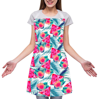 Watermelon Teal Hawaiian Pattern Print Adjustable Apron