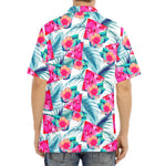 Watermelon Teal Hawaiian Pattern Print Aloha Shirt