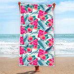 Watermelon Teal Hawaiian Pattern Print Beach Towel