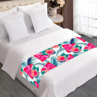 Watermelon Teal Hawaiian Pattern Print Bed Runner