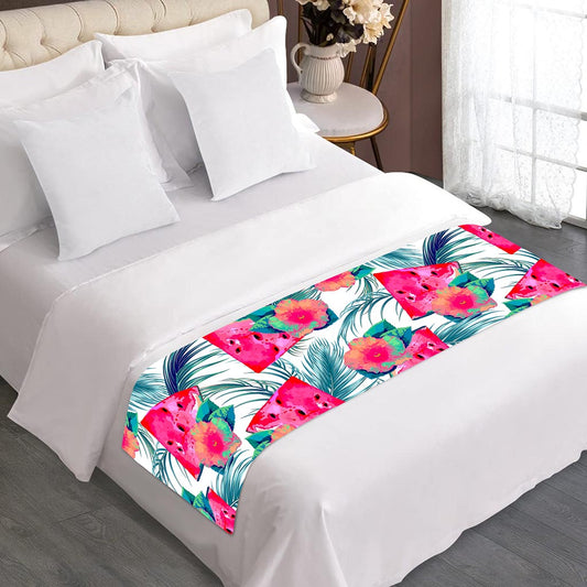 Watermelon Teal Hawaiian Pattern Print Bed Runner