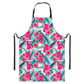 Watermelon Teal Hawaiian Pattern Print Bib Apron With Pocket