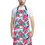 Watermelon Teal Hawaiian Pattern Print Bib Apron With Pocket