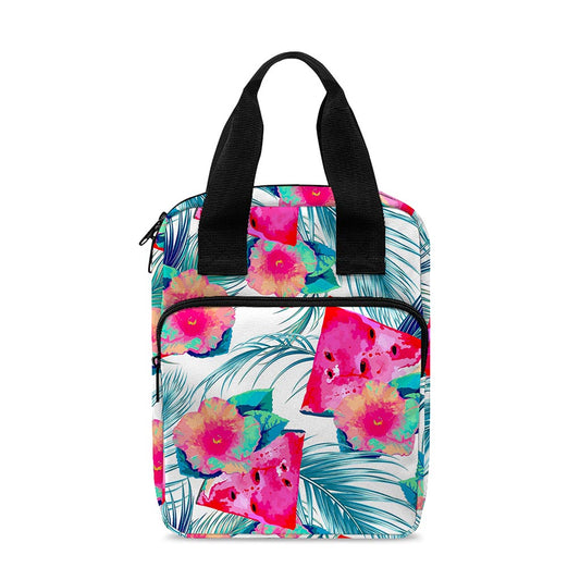 Watermelon Teal Hawaiian Pattern Print Bible Tote Bag