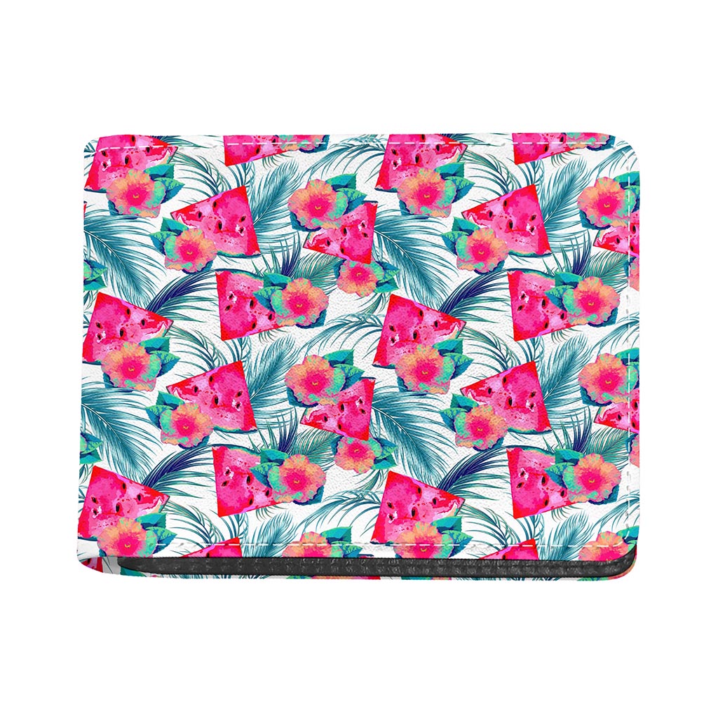 Watermelon Teal Hawaiian Pattern Print Bifold Wallet