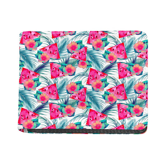 Watermelon Teal Hawaiian Pattern Print Bifold Wallet