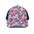 Watermelon Teal Hawaiian Pattern Print Black Mesh Trucker Hat