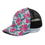 Watermelon Teal Hawaiian Pattern Print Black Mesh Trucker Cap