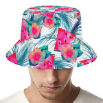 Watermelon Teal Hawaiian Pattern Print Bucket Hat