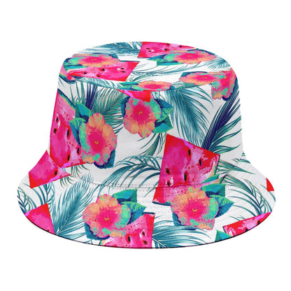Watermelon Teal Hawaiian Pattern Print Bucket Hat