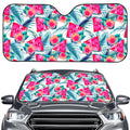 Watermelon Teal Hawaiian Pattern Print Car Windshield Sun Shade