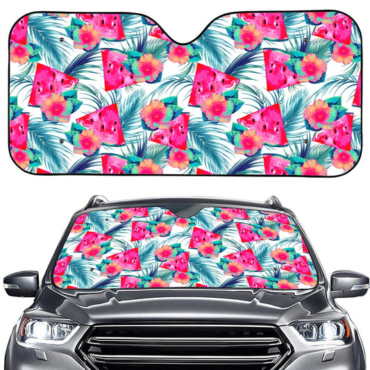 Watermelon Teal Hawaiian Pattern Print Car Windshield Sun Shade