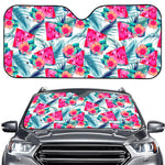 Watermelon Teal Hawaiian Pattern Print Car Windshield Sun Shade