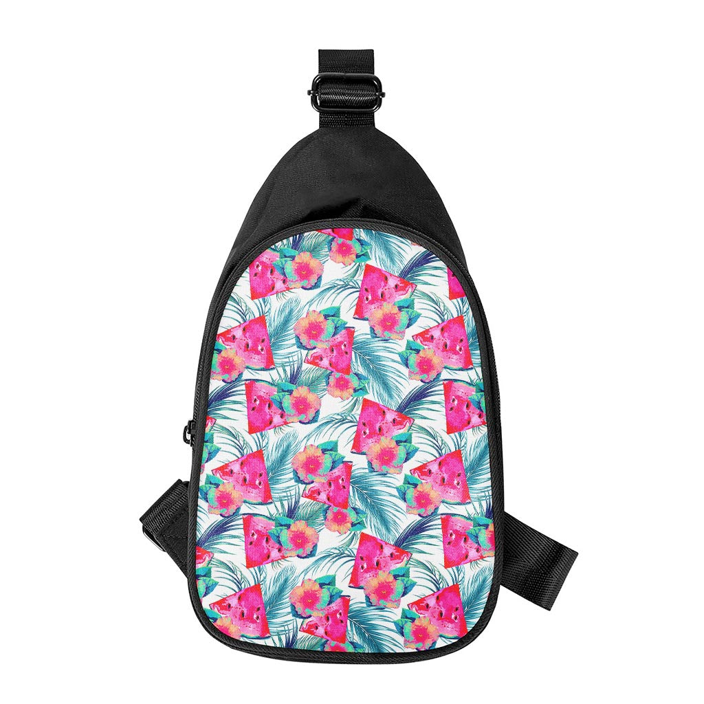 Watermelon Teal Hawaiian Pattern Print Chest Bag