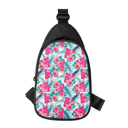 Watermelon Teal Hawaiian Pattern Print Chest Bag