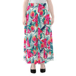 Watermelon Teal Hawaiian Pattern Print Chiffon Maxi Skirt