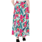 Watermelon Teal Hawaiian Pattern Print Chiffon Maxi Skirt