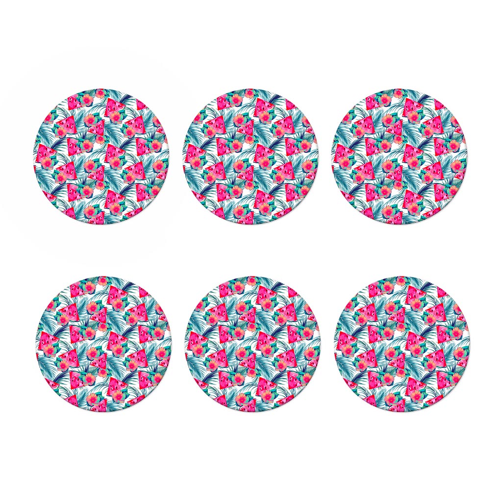 Watermelon Teal Hawaiian Pattern Print Coaster Set