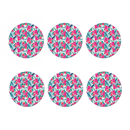Watermelon Teal Hawaiian Pattern Print Coaster Set