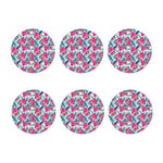 Watermelon Teal Hawaiian Pattern Print Coaster Set