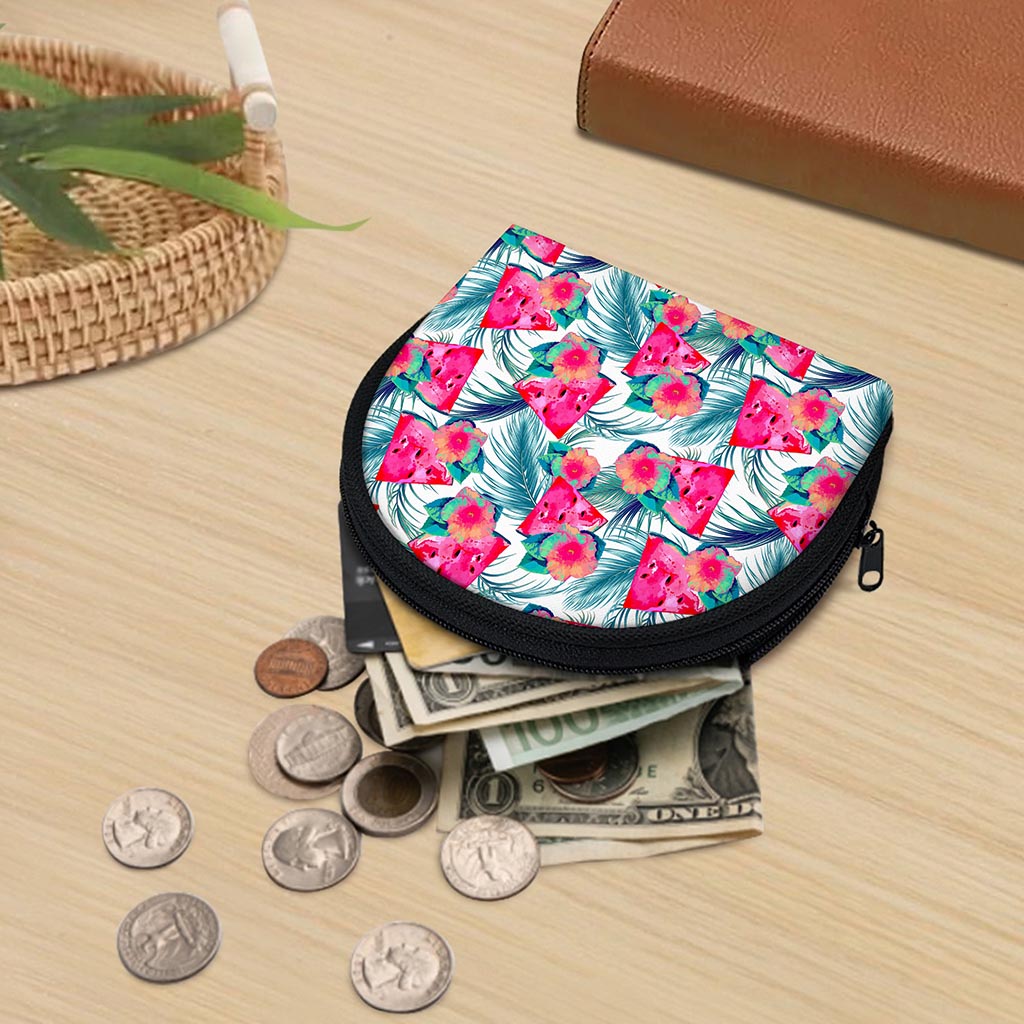 Watermelon Teal Hawaiian Pattern Print Coin Purse