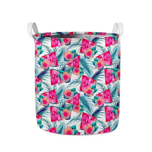 Watermelon Teal Hawaiian Pattern Print Collapsible Laundry Basket