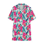 Watermelon Teal Hawaiian Pattern Print Cotton Hawaiian Shirt