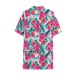 Watermelon Teal Hawaiian Pattern Print Cotton Hawaiian Shirt