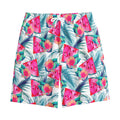 Watermelon Teal Hawaiian Pattern Print Cotton Shorts