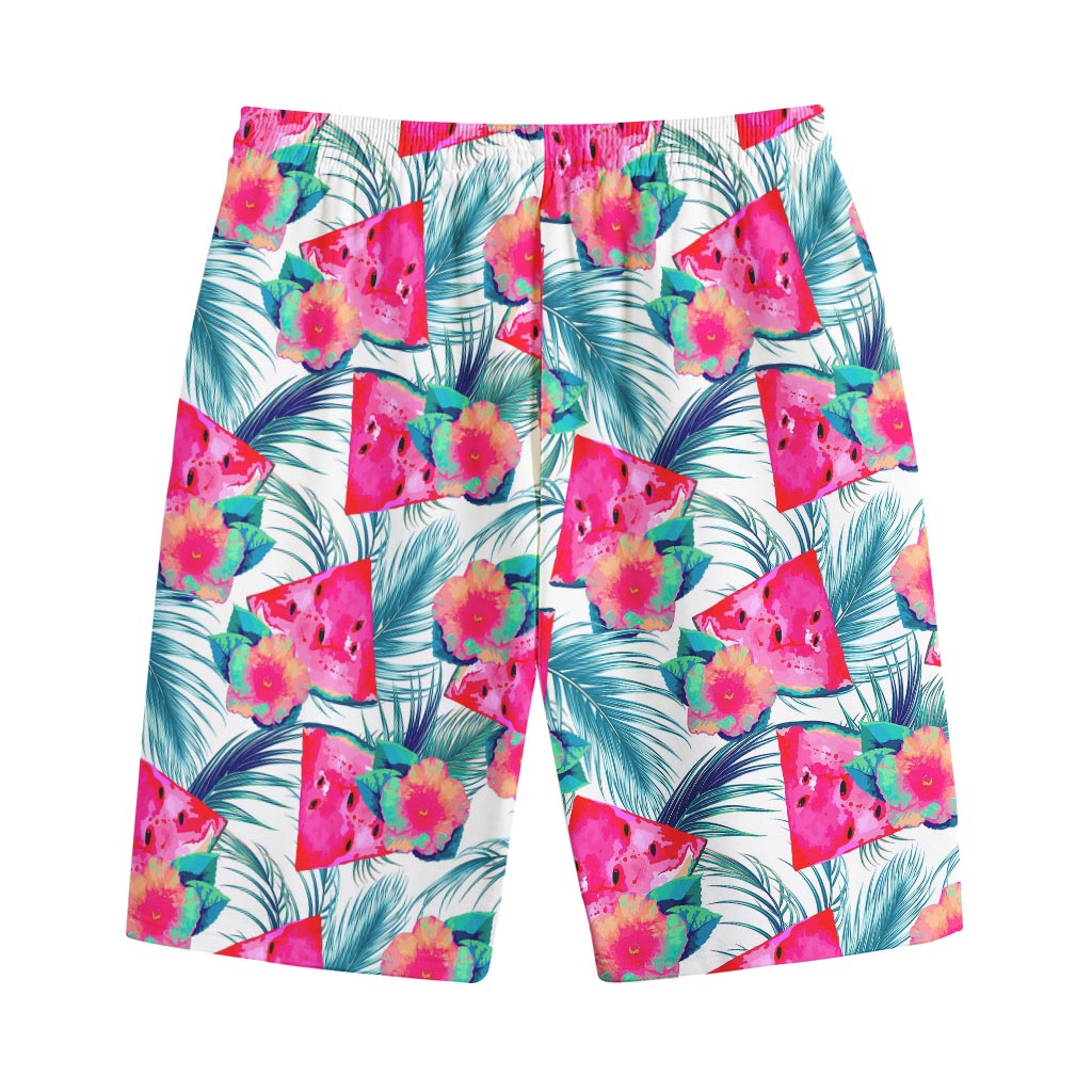 Watermelon Teal Hawaiian Pattern Print Cotton Shorts