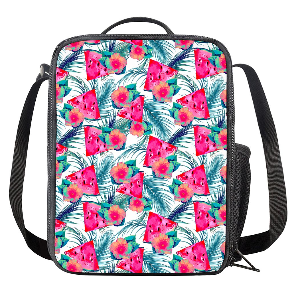 Watermelon Teal Hawaiian Pattern Print Crossbody Lunch Bag
