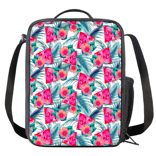 Watermelon Teal Hawaiian Pattern Print Crossbody Lunch Bag