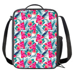 Watermelon Teal Hawaiian Pattern Print Crossbody Lunch Bag