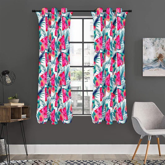 Watermelon Teal Hawaiian Pattern Print Curtain