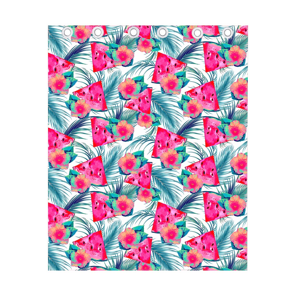 Watermelon Teal Hawaiian Pattern Print Curtain