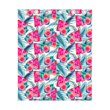 Watermelon Teal Hawaiian Pattern Print Curtain