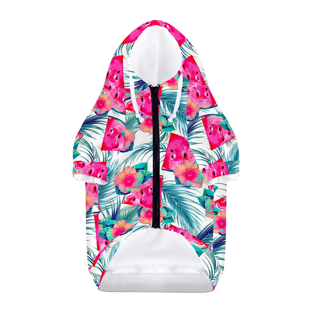 Watermelon Teal Hawaiian Pattern Print Dog Zip Up Hoodie