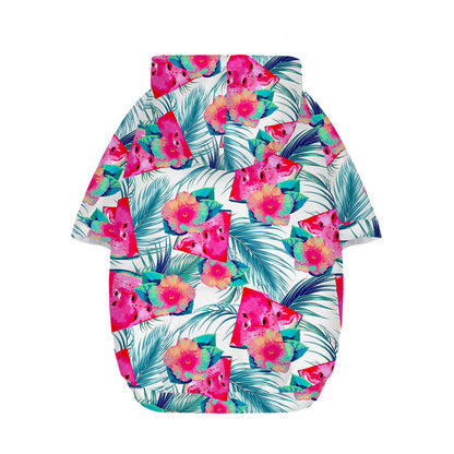 Watermelon Teal Hawaiian Pattern Print Dog Zip Up Hoodie