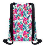 Watermelon Teal Hawaiian Pattern Print Drawstring Backpack