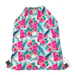 Watermelon Teal Hawaiian Pattern Print Drawstring Bag