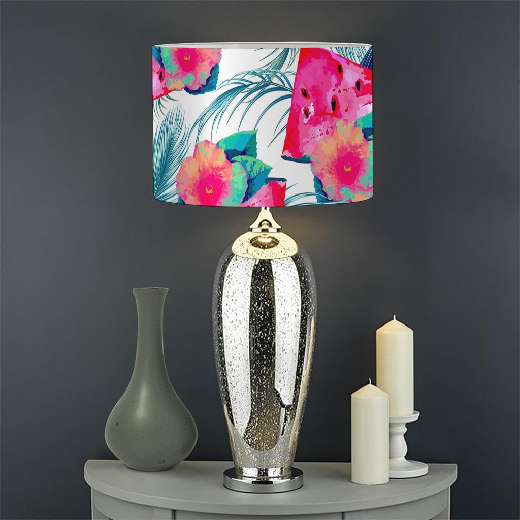 Watermelon Teal Hawaiian Pattern Print Drum Lamp Shade