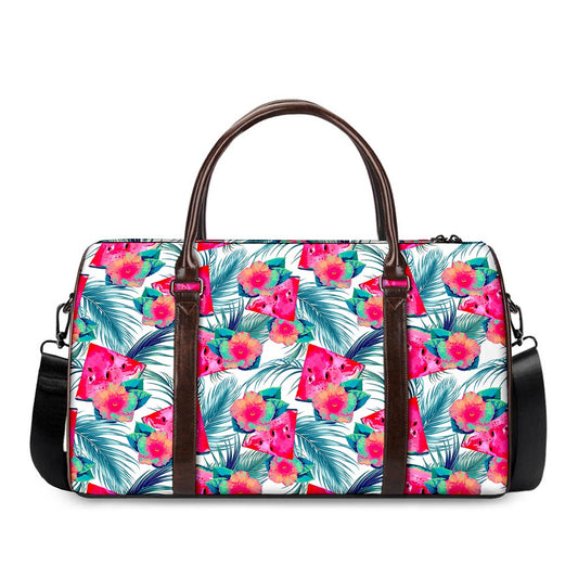 Watermelon Teal Hawaiian Pattern Print Duffle Bag