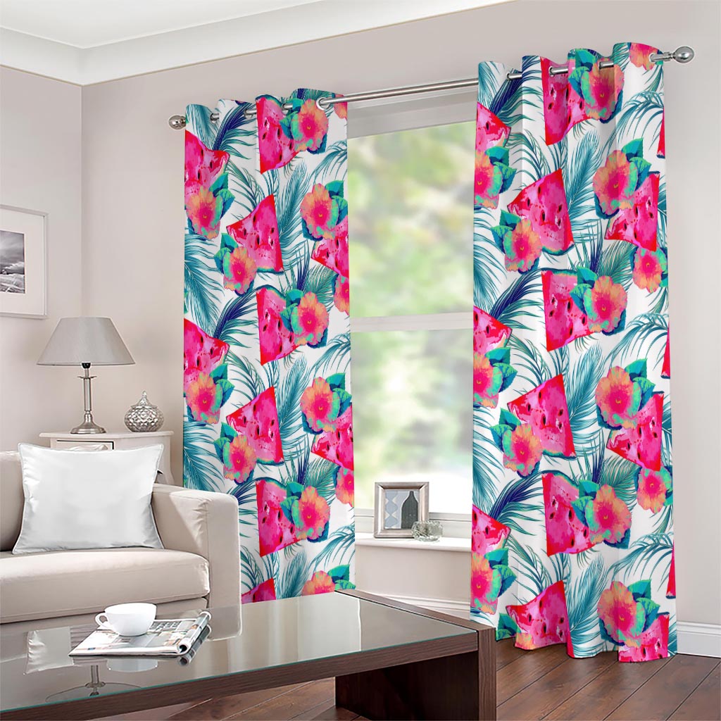Watermelon Teal Hawaiian Pattern Print Extra Wide Grommet Curtains