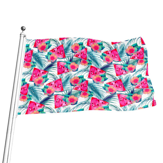 Watermelon Teal Hawaiian Pattern Print Flag