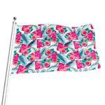 Watermelon Teal Hawaiian Pattern Print Flag