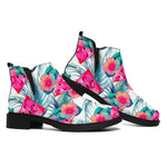 Watermelon Teal Hawaiian Pattern Print Flat Ankle Boots