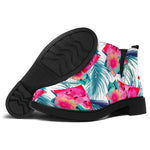 Watermelon Teal Hawaiian Pattern Print Flat Ankle Boots