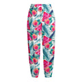 Watermelon Teal Hawaiian Pattern Print Fleece Lined Knit Pants