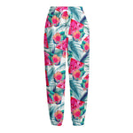 Watermelon Teal Hawaiian Pattern Print Fleece Lined Knit Pants