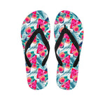 Watermelon Teal Hawaiian Pattern Print Flip Flops
